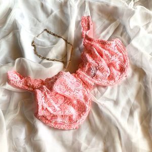 Hot pink lace bralette with underwire Women's